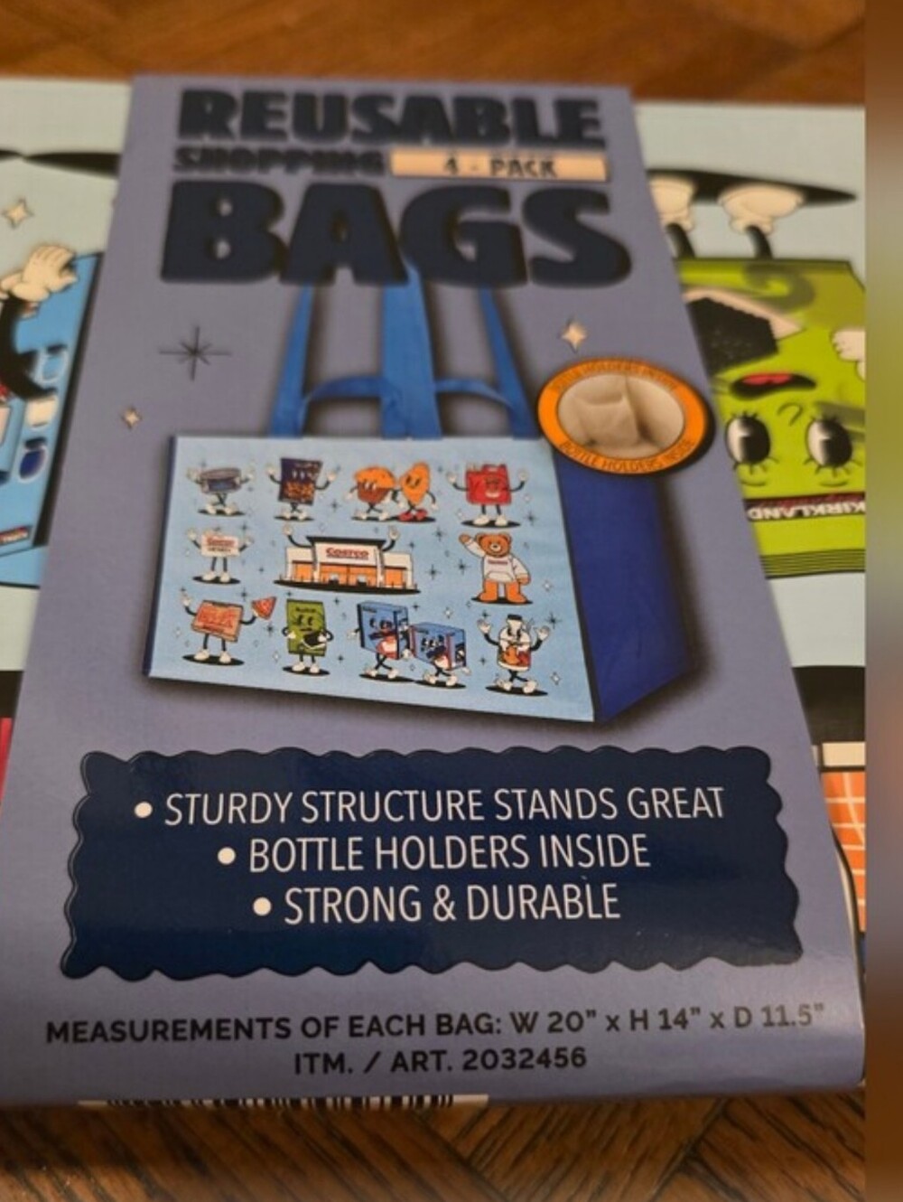 COSTCO KEEP COOL REUSABLE CHARACTER TOTE SHOPPING BAGS -4 BAGS -LARGE HEAVY DUTY - Picture 3 of 10